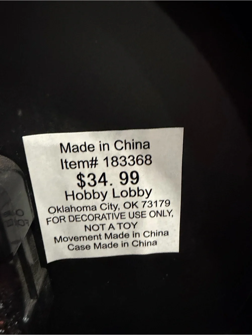 Hobby Lobby Black Distressed Round Roman Numeral Mantel Clock